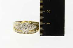 14K Yellow Gold 1.37 Ctw Diamond Cluster Engagement Bridal Set Ring