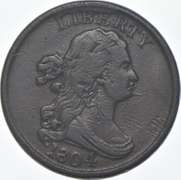 1804 Draped Bust Half Cent - Spike Chin - CUD OBV