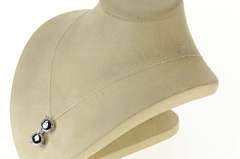 18K White Gold Hematite Diamond Round Sun Glasses Pendant