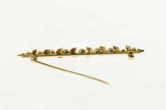 14K Yellow Gold Victorian Seed Pearl Ornate Vine Bar Pin/Brooch
