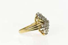 14K Yellow Gold 1.56 Ctw Diamond Cluster Round Retro Cocktail Ring