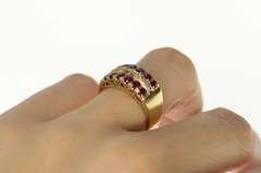 14K Yellow Gold Ornate Ruby Diamond Filigree Band Ring