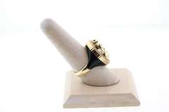 Gorgeous Handmade Italian Night Panther Ring with 14k Gold and Onyx rimmed with Cubic Zirconias