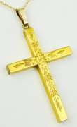 Beautiful Vintage Large Engraved Gold Filled Cross & Chain