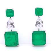 Sterling Silver Green Cubic Zirconia Dangle Earrings