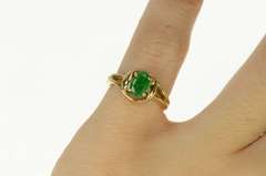 14K Yellow Gold 0.60 Ct Oval Natural Emerald Engagement Ring