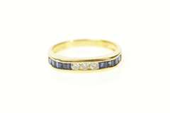 14K Yellow Gold Diamond Princess Sapphire Squared Band Ring