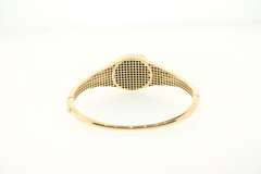 Tempting Handmade Italian 14k Gold and Onyx Panther Bangle Bracelet rimmed with Cubic Zirconias