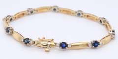 Magnificent Yellow Gold Sapphire and Diamond Lined Bracelet