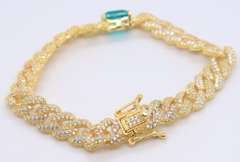 Sterling Silver Green Cubic Zirconia Curb Link Bracelet