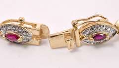 Ruby and Diamond Jewelry Set in Gold Plated Sterling Silver