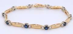 Magnificent Yellow Gold Sapphire and Diamond Lined Bracelet