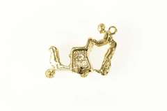 14K Yellow Gold Sleigh Hitchhike Santa Holiday Christmas Charm/Pendant