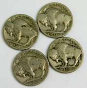 4 U.S. Buffalo Indian Head Nickels, 1914-D