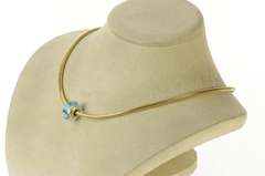 14K Yellow Gold Pandora Murano Blue Glass Swirl Designer Charm/Pendant