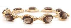 Wonderful Smokey Quartz Yellow Gold Bracelet