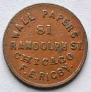 1860 F E Rigby Chicago Illinois Wall Paper Civil War Store Card.