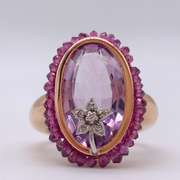 14kt Gold, Amethyst, & Diamond Cocktail Ring
