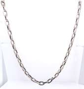 Italian Style White Gold oval Link Chain Necklace