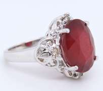 Fabulous White Gold Lead Treated Ruby with Diamond Ring
