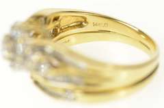 14K Yellow Gold 1.37 Ctw Diamond Cluster Engagement Bridal Set Ring