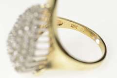 10K Yellow Gold Pear Diamond Cluster Statement Bypass Ring