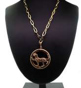 Glimmering 14k Gold Handmade Italian Panther Necklace studded with Cubic Zirconias against Pure Onyx