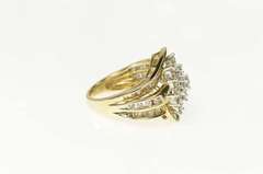 14K Yellow Gold 4.09 Ctw Round Diamond Cluster Bypass Ring
