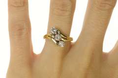 14K Yellow Gold 0.63 Ctw Retro Diamond Bypass Engagement Ring
