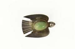 Sterling Silver Green Aventurine Ornate Dove Bird Pin/Brooch
