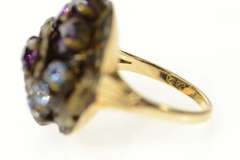 14K Yellow Gold Arts & Crafts Sim. Amethyst Floral Cocktail Ring