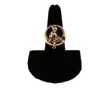 Nice Handmade Italian 14k Gold and Onyx Panther Ring with Cubic Zirconias