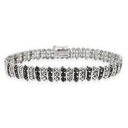 Sterling Silver Black Diamond Accent S Pattern Tennis Bracelet