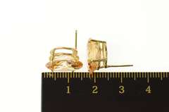 14K Yellow Gold Oval Syn. Champagne Morganite Oval Stud Earrings