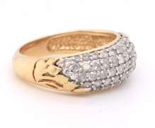Dazzling Yellow Gold Pave Diamond Dome Ring