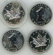 1988 & 3 1989 Canada 1 oz pure .9999 Silver Maples