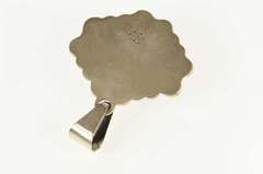 Sterling Silver Oval Blue Lace Agate Scroll Design Statement Pendant