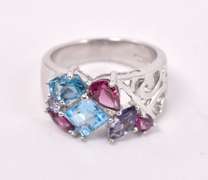 Colorful Gemstone Ring in Sterling Silver