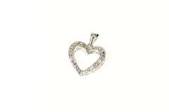 10K White Gold Classic Diamond Heart Love Symbol Pendant