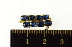 14K Yellow Gold Natural Sapphire Diamond Accent Bar Drop Pendant