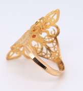 Beautiful 18kt Yellow Gold Saddle Ring w Enamel