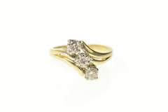 14K Yellow Gold 0.63 Ctw Retro Diamond Bypass Engagement Ring