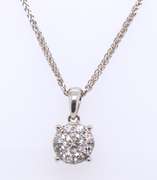 Dazzling White Gold Diamond Cluster Pendant on Chain