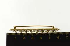 14K Yellow Gold Victorian Seed Pearl Ornate Vine Bar Pin/Brooch