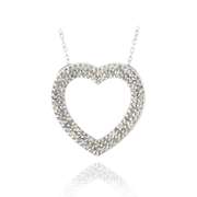 Sterling Silver 1ct Diamonds Open Heart Necklace