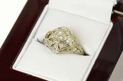 14K White Gold 0.54 Ctw Art Deco Diamond Engagement Ring