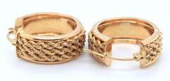 Handsome Yellow Gold Triple Row Rope Earrings