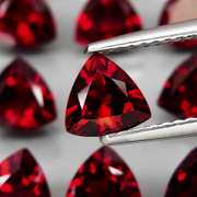 Premium 11.05ct trillion cut cherry red Garnet set