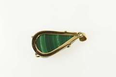 14K Yellow Gold Pear Malachite Natural Cabochon Statement Pendant