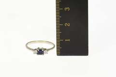 14K White Gold Princess Sapphire Diamond Engagement Ring